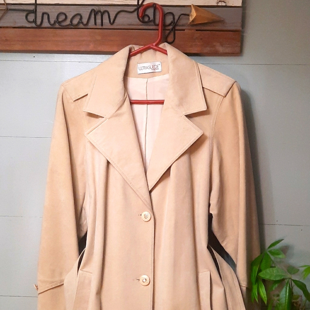 Vintage. Suede. Midi Length. Trenchcoat